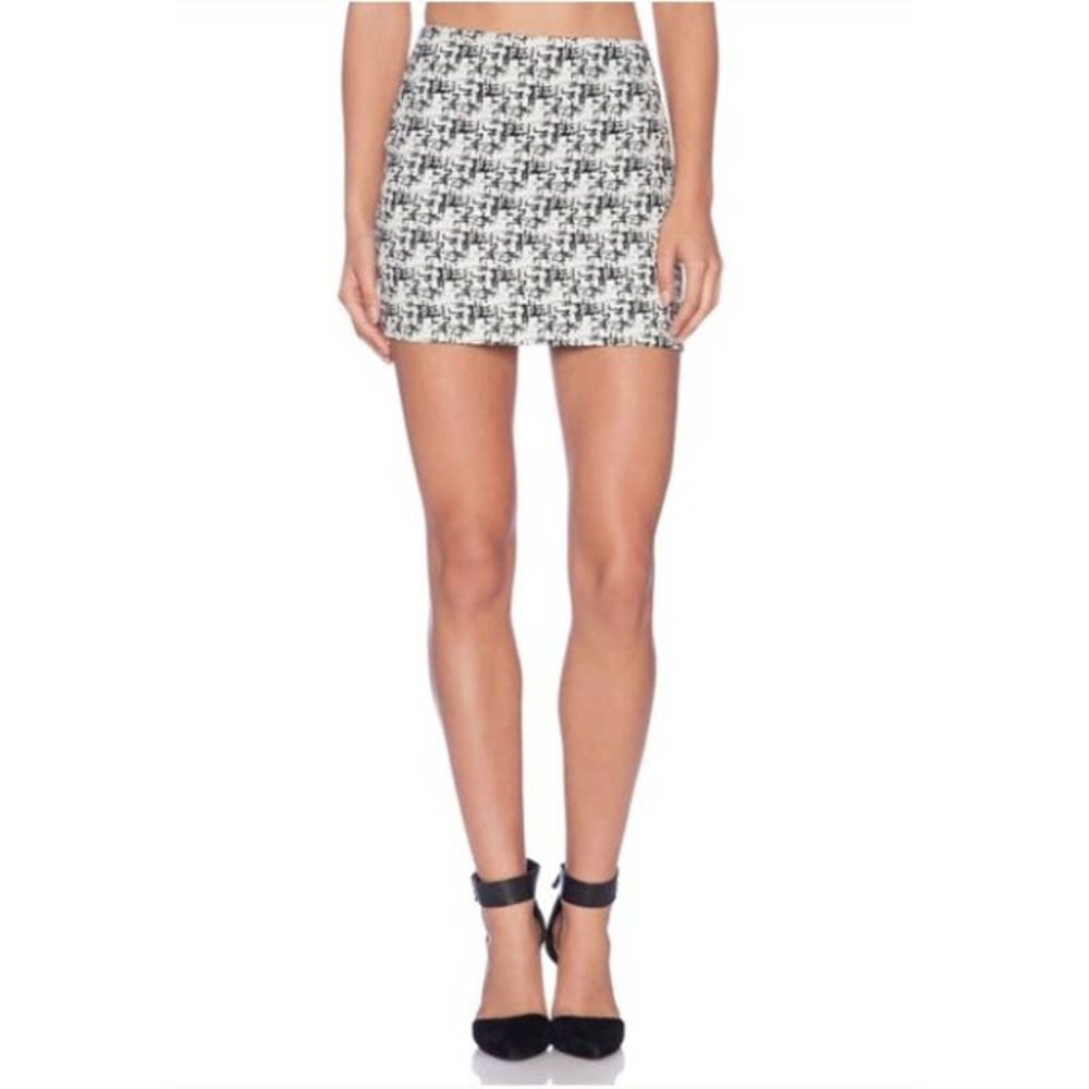 Alice + Olivia Black and White Tweed Mini Skirt